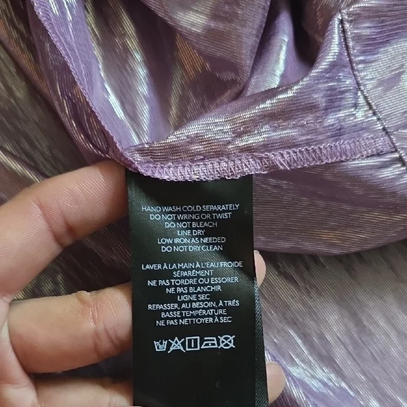 Anthropologie- Pilcro Shimmery Lilac Button-Front Tiered Dress - Picture 5 of 16